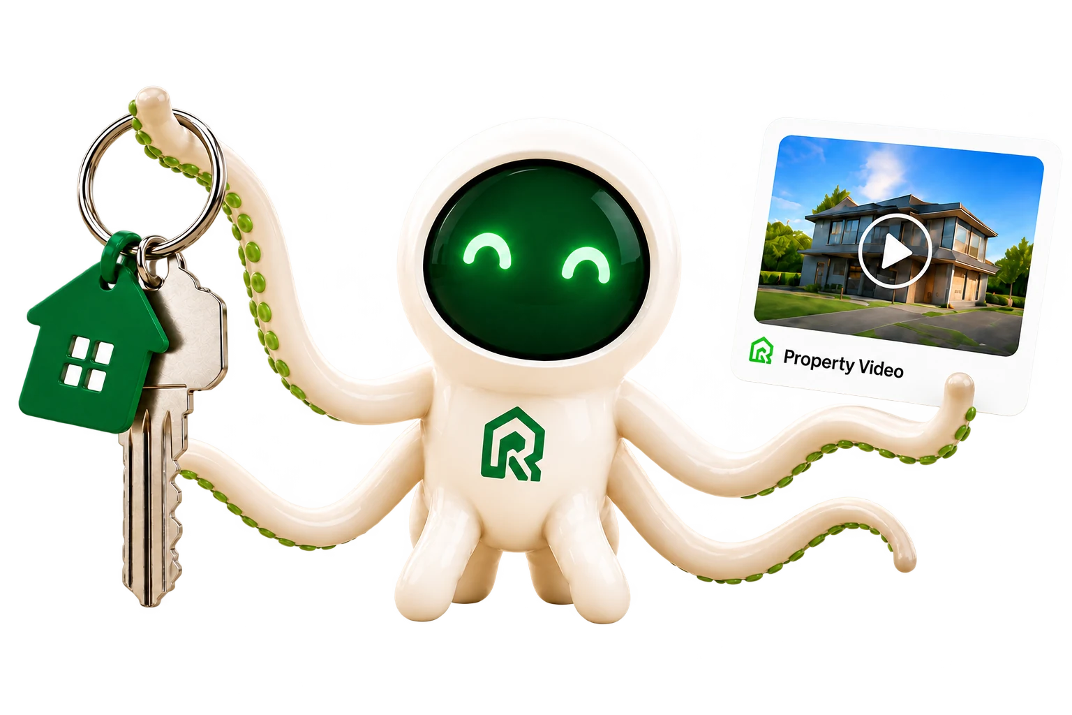 Revi met vastgoedsleutels en gebruiksklare vastgoedcontent